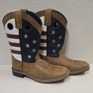 Kids SIZE 3 Patriotic Cowboy Boots with Stars and Stripes